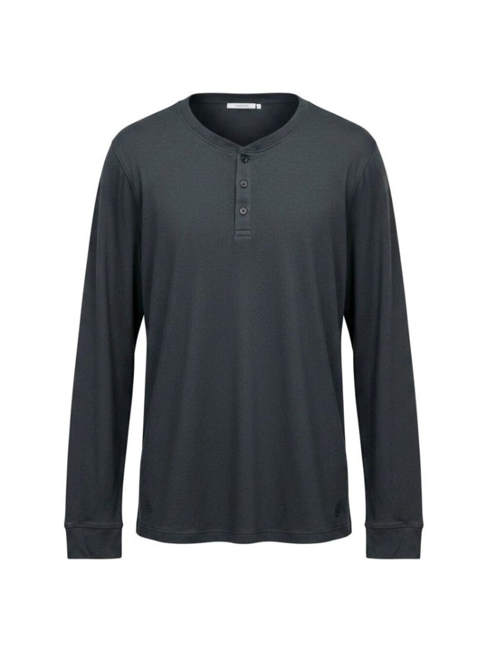 VUSTRA Men's Black 100% Organic Cotton Long Sleeve Henley Shirt Size L NWT